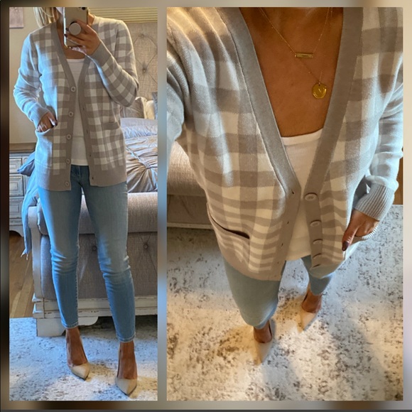 New Color ♥️Gingham pocket cardi sweater - Picture 7 of 13
